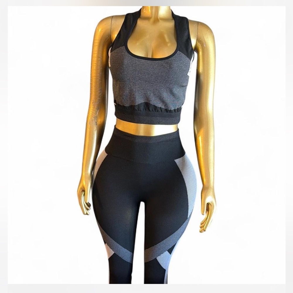 High-Waist Black & Gray Sculpting Seamless Leggings